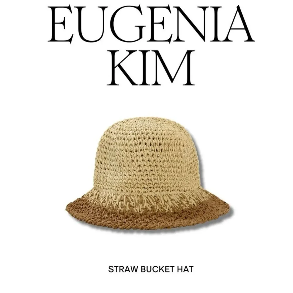 Eugenia Kim Two-Tone Straw Bailey Bucket Hat - Natural/Tan New w/Tags